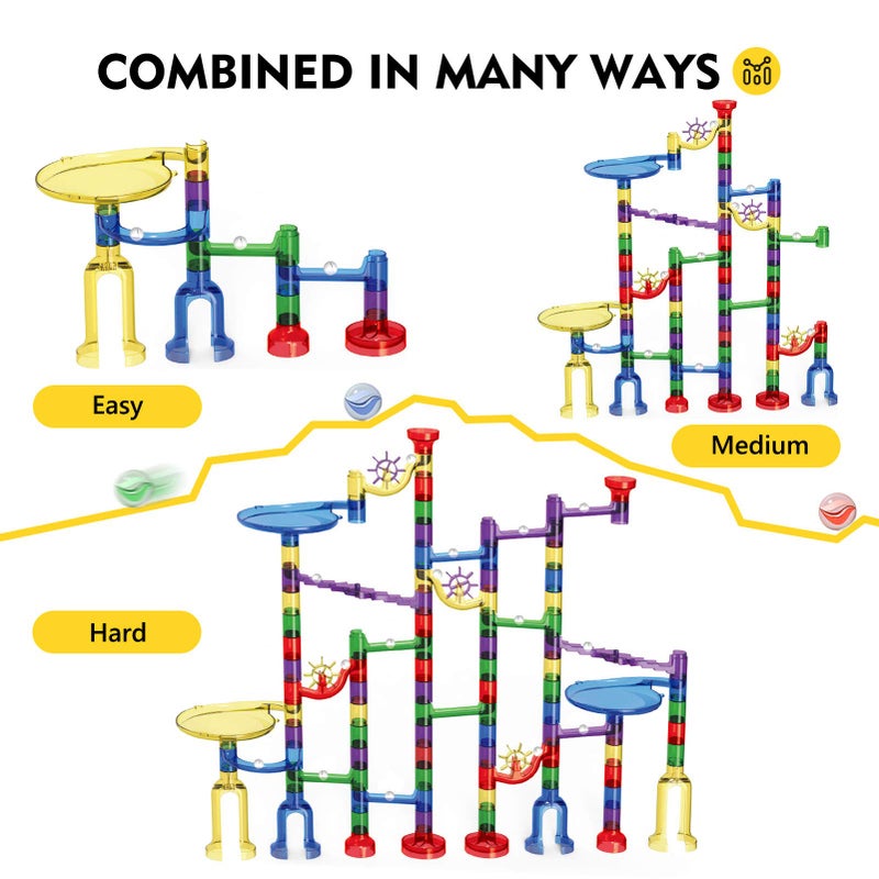 Magicfly مجموعة مسار الرخام من ماجيك فلي، 127 قطعة مسار سباق الرخام للأطفال مع كرات زجاجية، هدية مثالية لعيد الميلاد أو عيد الميلاد - Image 3
